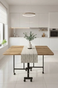 Almira 70x110 Atlantik Çam Açılabilir Katlanabilir Tekerlekli Masa